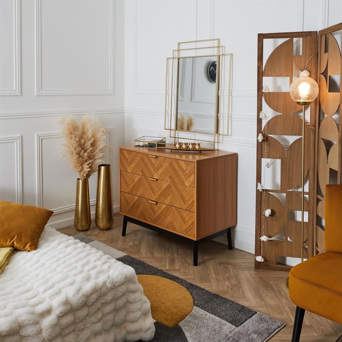 Paris Prix Commode Design 3 Tiroirs Felix 90cm Marron