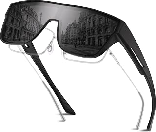 DANAMY Polarized Sunglasses Fit Over Glasses for Men Women, Oversized Square UV Protection for Driving Outdoor Sports