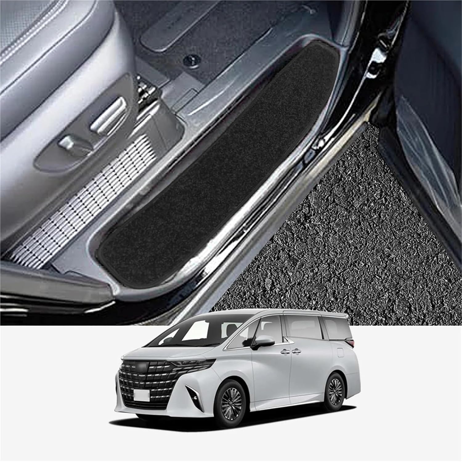 Replacement for Toyota Alphard Verfire 40 Series 2023 2024 Car Door Sill Pads Foot AH40 Non-Slip Front Rear Pedal Carpet Protect