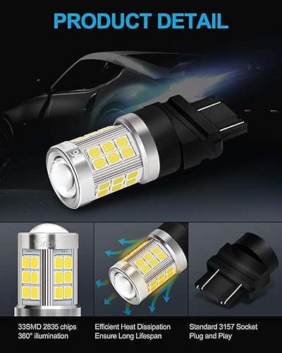 Miniatura 56 de Yorkim Bombilla LED 1157 roja 1157 bombilla de freno LED 2357 bombilla LED 2057 luces LED rojas 7528 BAY15D lámpara de repuesto para luces de freno