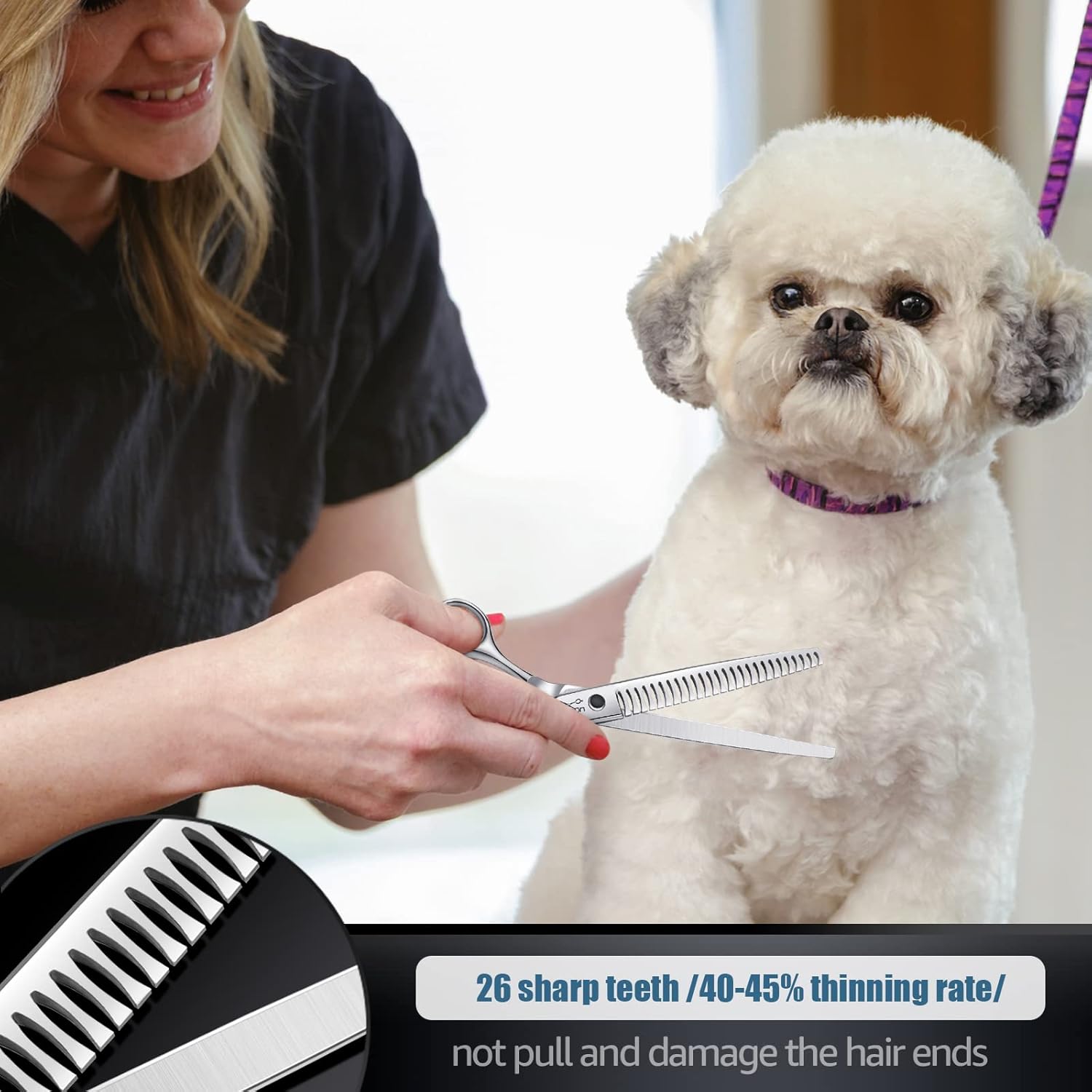 JASON 7.5" Professional Dog Grooming Chunker Scissors Japanese Stainless Steel Dog Chunker Shear for Pet Groomer Christmas Gift
