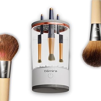 Démira Rinse Lilly™ - Automatic Makeup Tool Cleaner | Upgraded Electric Makeup Brush Cleaner | Effortless Makeup Brush Cleaning | Automatic Cosmetic Brush Cleaner | Portable Makeup Brush Cleaning Pad 