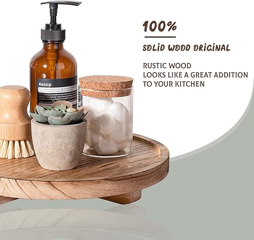 Miniatura 4 de zoocatia - Alzador decorativo redondo, organizador de madera para el baño, decoración de cocina rústica, base de madera para jabonera, perfume,