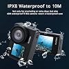 akaso action cam 4k 20mp wifi underwater camera ipx8 waterproof action camera ice 2.0 with touch screen zoom voice control external microphone and 2x1350mah batteries kit-brave 7 (gray)