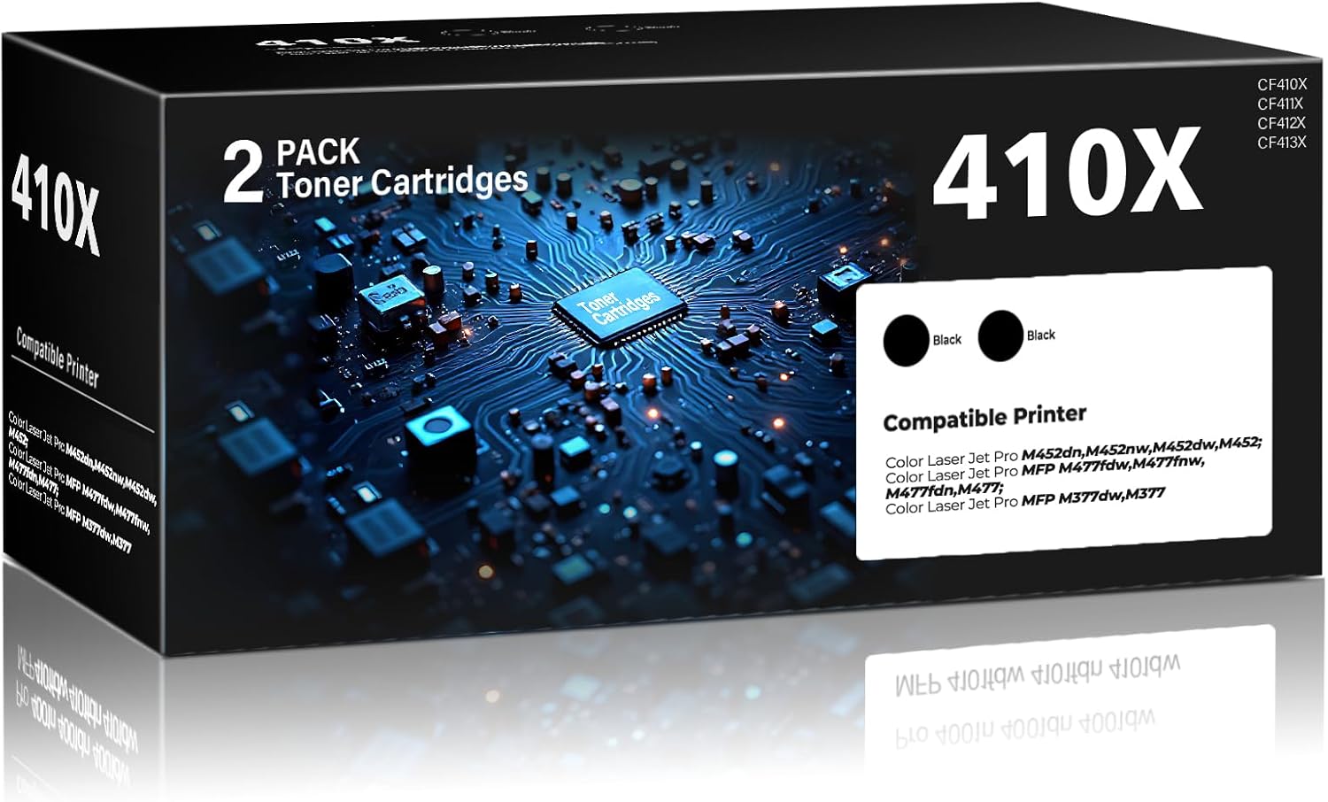 410X Toner Cartridges Color Laser Jet Pro M452 MFP M377 M477 series Compatible for HP 410X 410A Toner Cartridges 2 Pack for HP410X for Color Pro M452dw M452nw MFP M477fnw M477fdw M477fdn M452dn M377dw