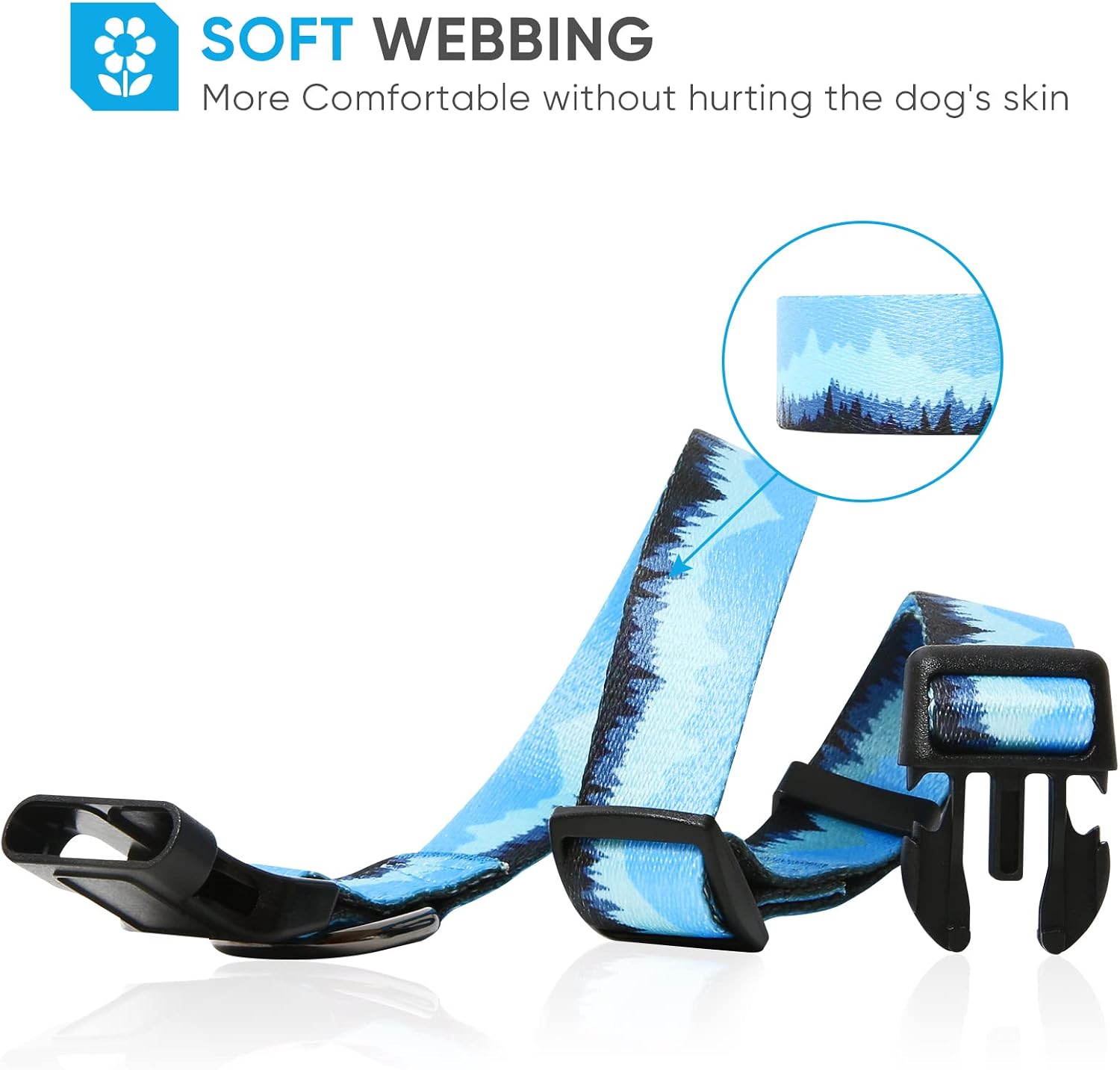 HEELE Dog Collar, Adjustable Soft Dog Collar for Small Medium Large Dogs,Floral Patterned Puppy Collars with Quick Release Buckle L Length 15.94''-25.59' image 3