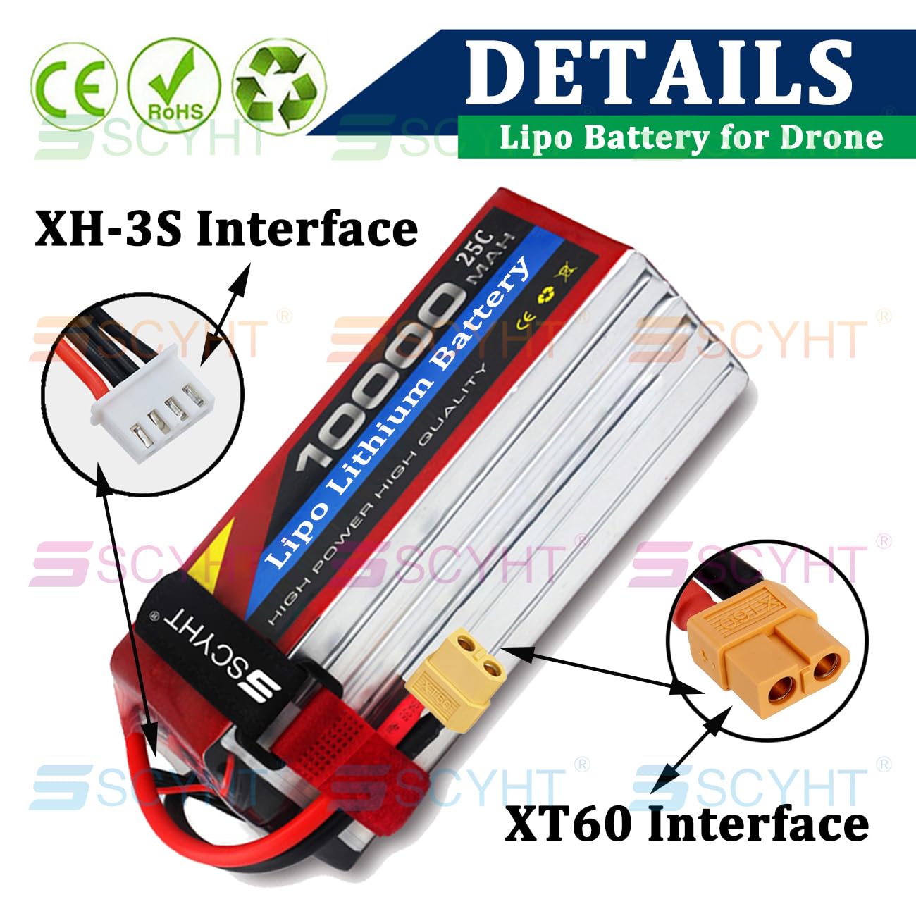 Batterie droni 14,8 V 22,2 V Batterie al litio 25C