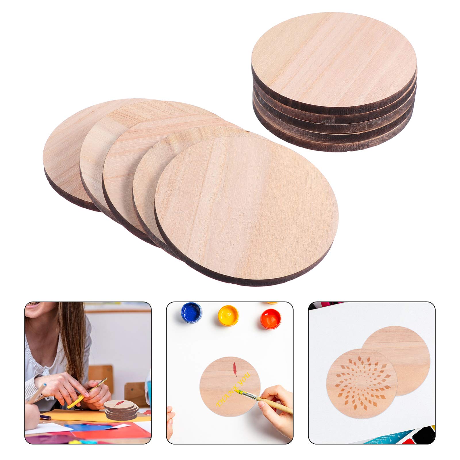 HOMSFOU 3 Sätze Runde Holzscheiben Unbehandelte Holzplatten Für Diy Durchmesser Für Bastelarbeiten Malerei Und Kranzgestaltung 10 Stück * 3