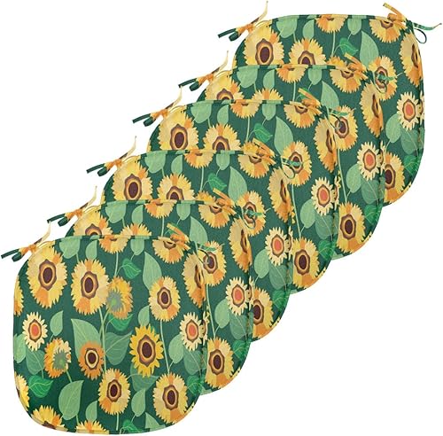 Vista 394 de Lunarable Orient - Juego de 6 cojines de asiento para silla, diseño de estrellas marroquíes, espirales y curvas abstractas, ilustración oriental