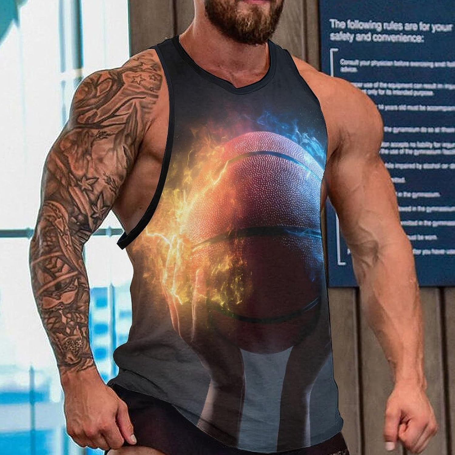 God Basketball Men's Tank Tops Sleeveless Muscle T-Shirt | Print,Muscle Shirt,for Athletic Running Gym,Workout Shirts,Tee Shirts