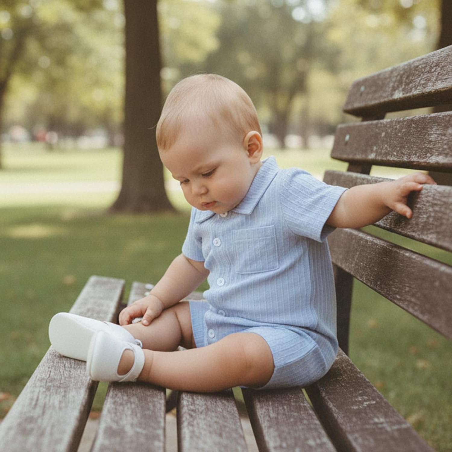 Newborn Baby Boy Clothes Button Down Short Sleeve Shirt Romper Jumpsuit Collared Bodysuit One-Piece Summer Outfit - Image 3