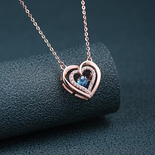 Miniatura 6 de 925 Silver Heart Necklace with Zircon Heart Pendant Necklace for Women Wife Girlfriend Mom Gift for Her