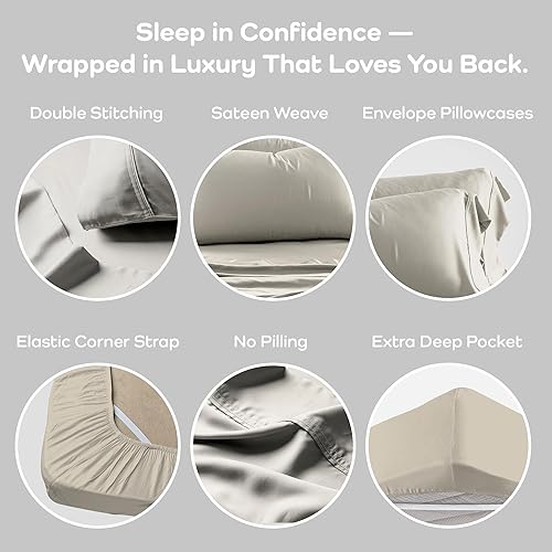 Miniatura 4 de Olive + Crate Juego de sábanas de eucalipto, sábanas refrescantes para personas que duermen con calor, 100 % orgánico, Tencel Lyocell, tamaño