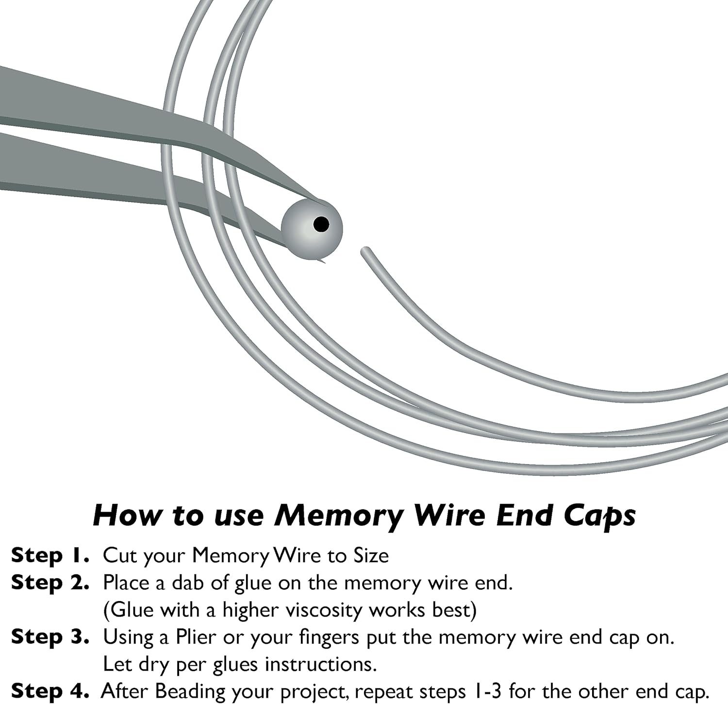 The Beadsmith Memory Wire End Caps – Round, Half Drilled Bead – 3mm, 144 Pieces Per Bag, Silver Plated – End Cap for Making Memory Wire Jewelry, Bracelets, Rings and Necklaces