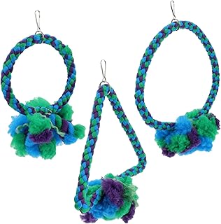Mipcase 3 Pçs Anel De Papagaio Poleiro De Pássaro Brinquedos De Mastigar Brinquedos De Pássaros Suporte De Poleiro De Pássaro Balanço De Gaiola De Pássaro Brinquedo De Balanço De