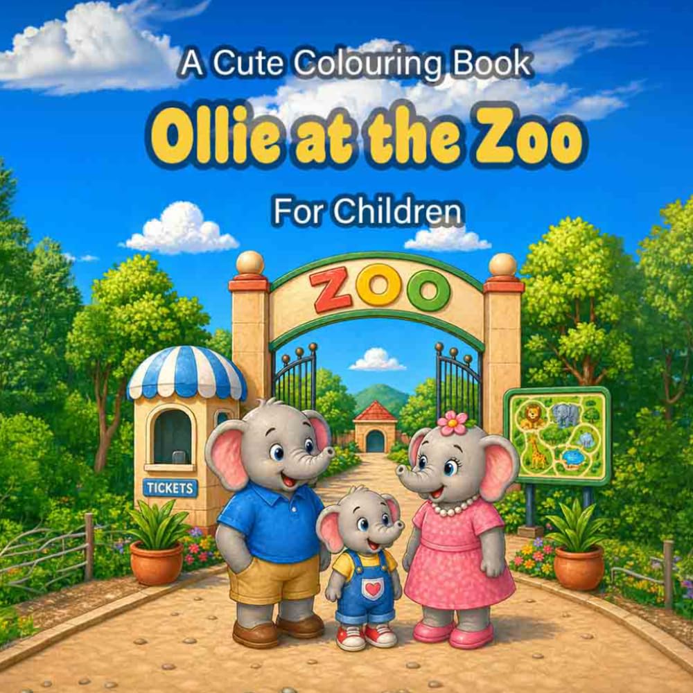 Ollie At The Zoo: A Cute Colouring Book For Children (Cute and Relaxing Colouring Books For Children and Adults)