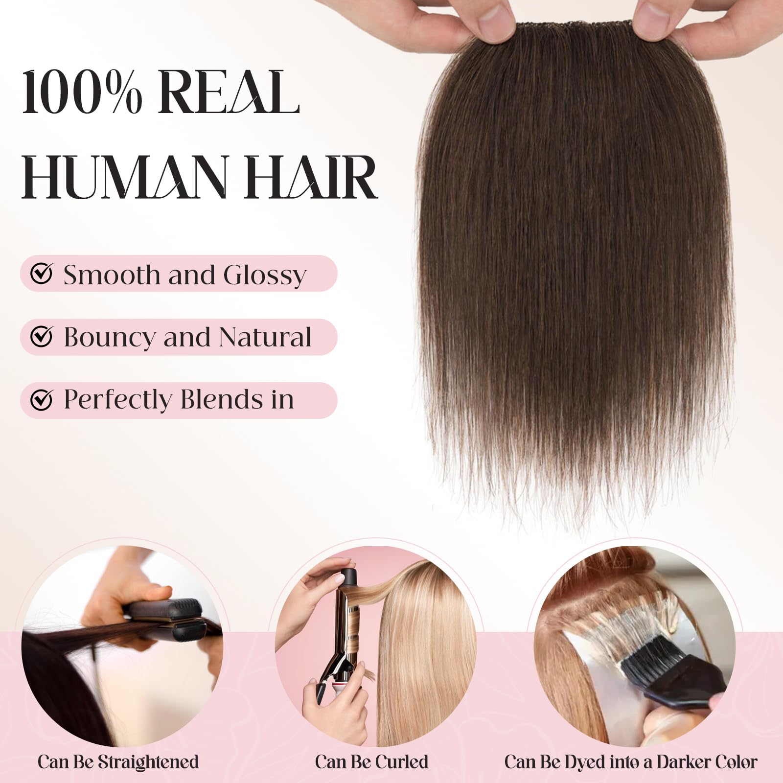 MY-LADY Clip-in Extensions Oberkopf Haarteil Echthaar Dunkel Braun 25cm