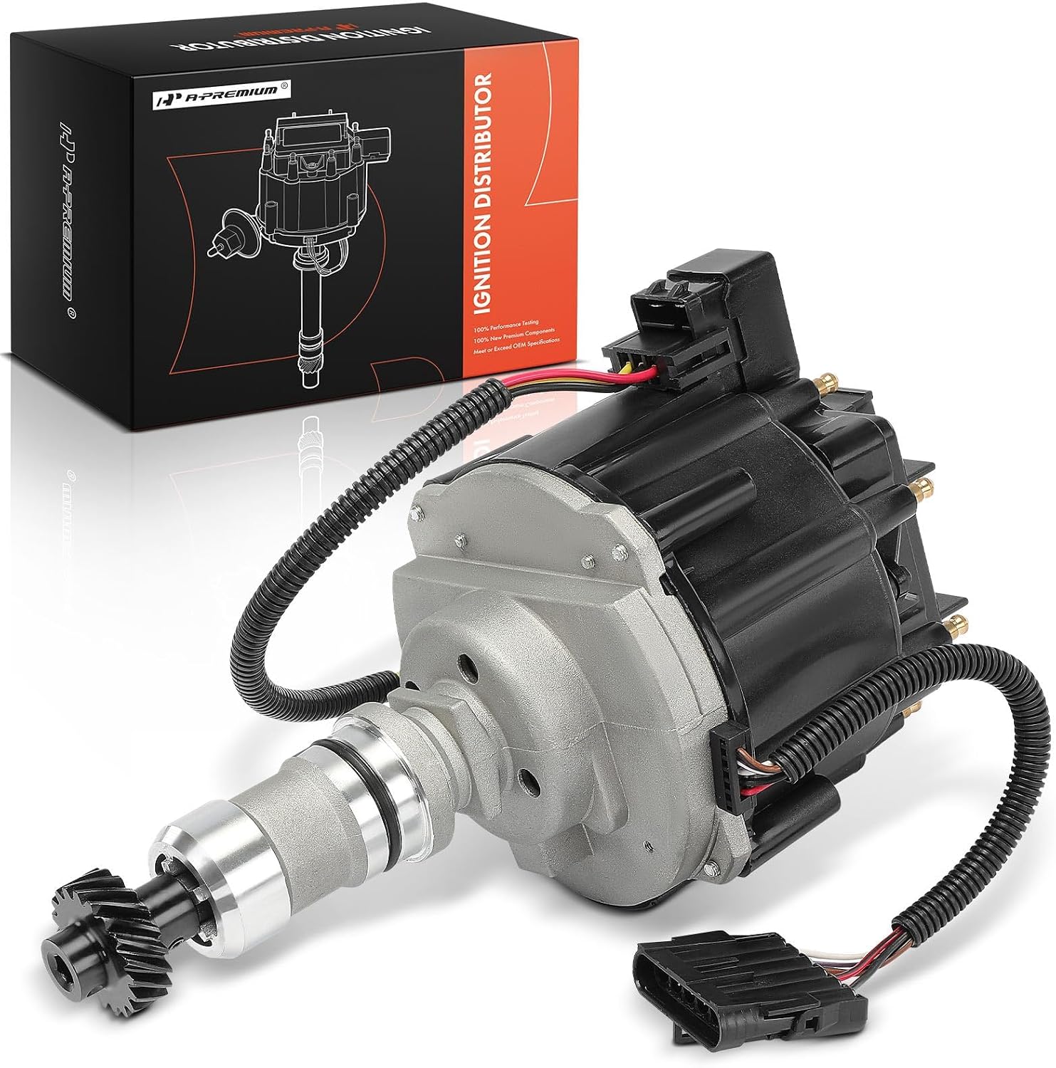 A-Premium Ignition Distributor with Cap and Rotor Compatible with Cadillac | Fit for DeVille, Fleetwood, Commercial Chassis, 1990-1990, 4.5L V8, Replace# 1103847, 6+2 Blades