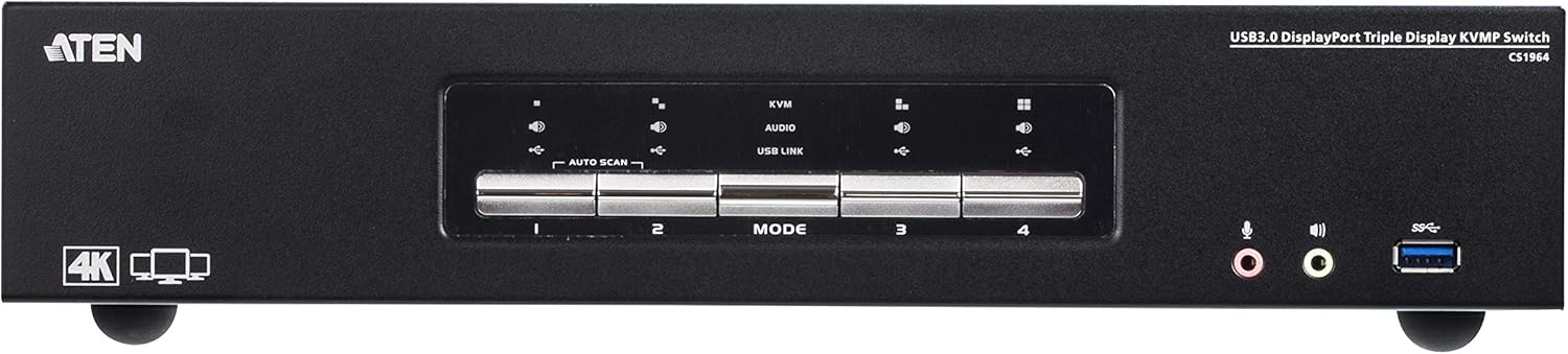 ATEN CS1964 4-Port USB3.0 DisplayPort, Black