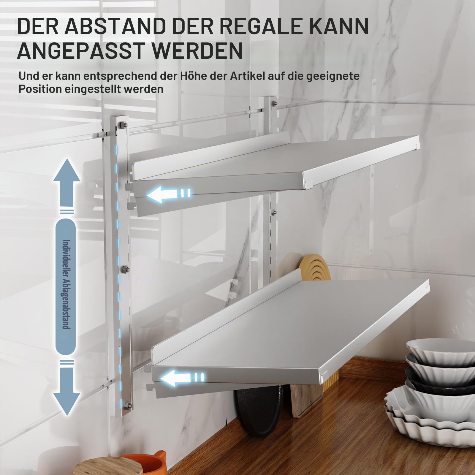 TAIMIKO Küchenregal Edelstahl, Wandregal 800x300 mm, Stabile Lagerlösung für Bar, Café, Restaurant, Einfache Montage