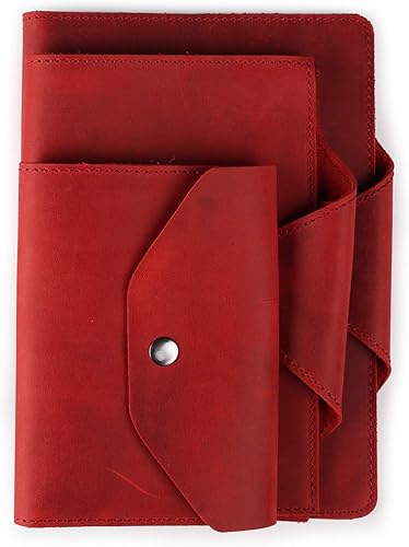 Miniatura 4 de Londo Cartera de cuero genuino - Padfolio con bloc de notas y cierre a presión para negocios, oficina y viajes