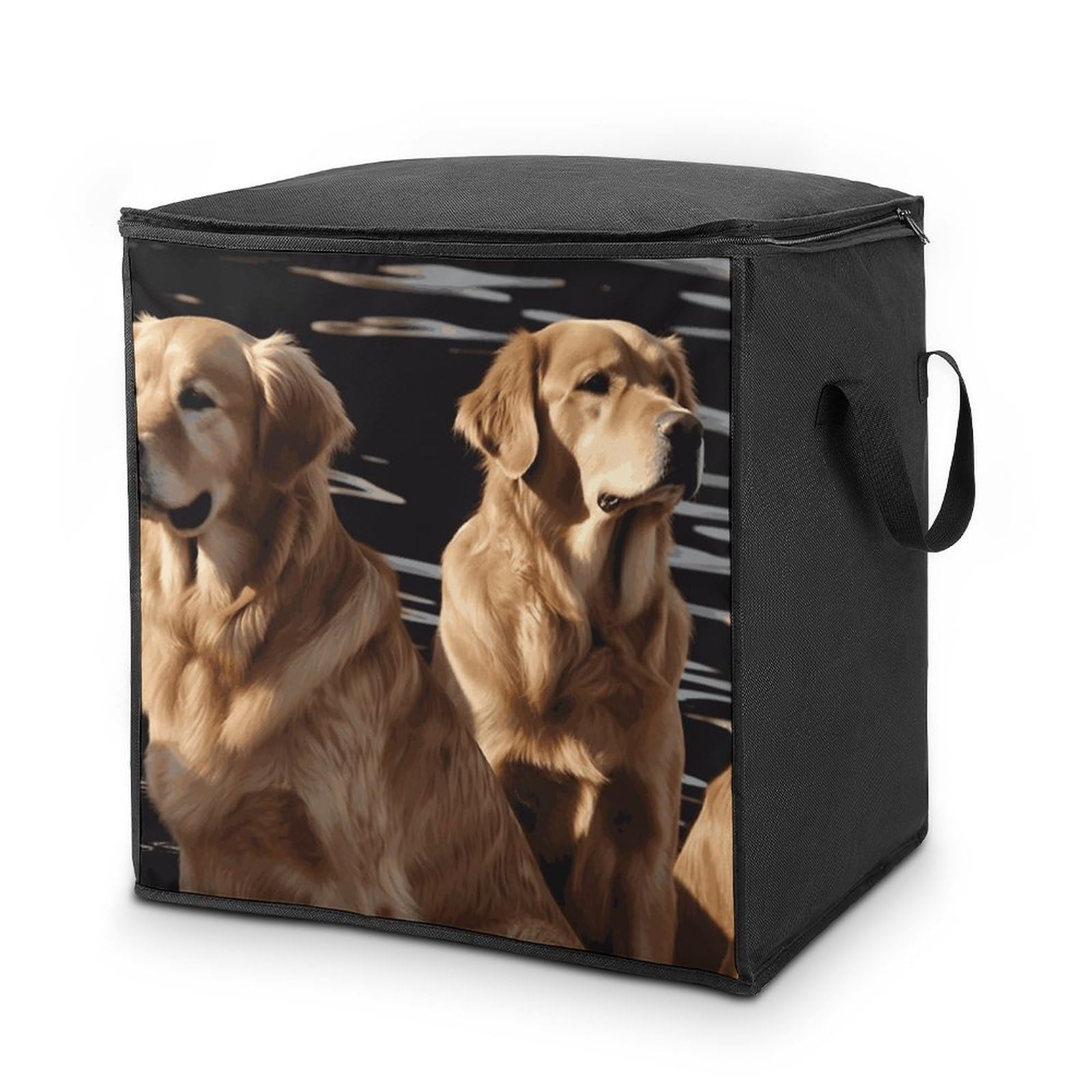 Fekiloot Style Golden Retrievers Storage Bags With Reinforced Handles,Moving Bag With Zipper,Closet Organizers,Compression Packing Cubes