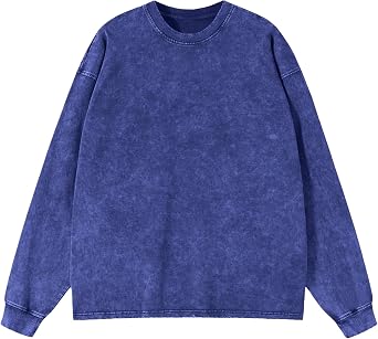 KEEPSHOWING Mens Oversized T Shirts Long Sleeve Shirts for Men Vintage Acid Wash Comfort Colors Crewneck Sweatshirt