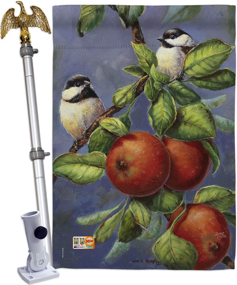 Chickadees Apples House Flag Animals Bird Flamingo Hummingbird Cardinal Peacock Springtime Natural Wildlife Small Decorative Gift Yard Banner Made In USA 28 X 40