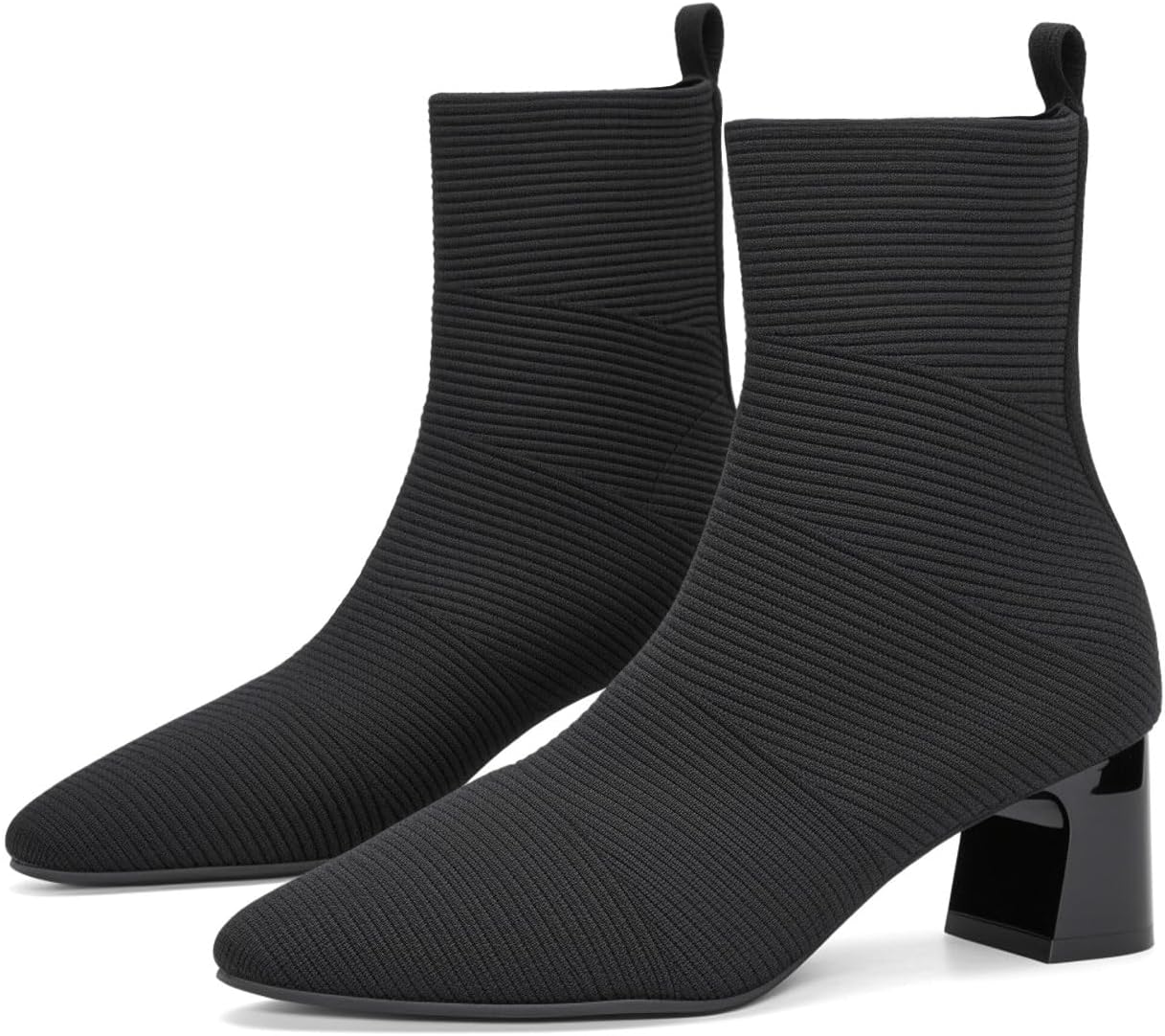 HONHOLD Women's Ankle Boots Comfortable Pointed Toe Breathable Sock Knit Low Heel Fall Work Office Booties