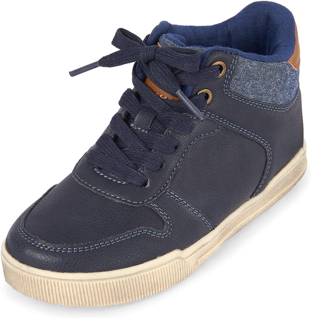 The Children's Place Unisex-Baby High Top Sneaker, Navy, Youth 4 Regular US Toddler