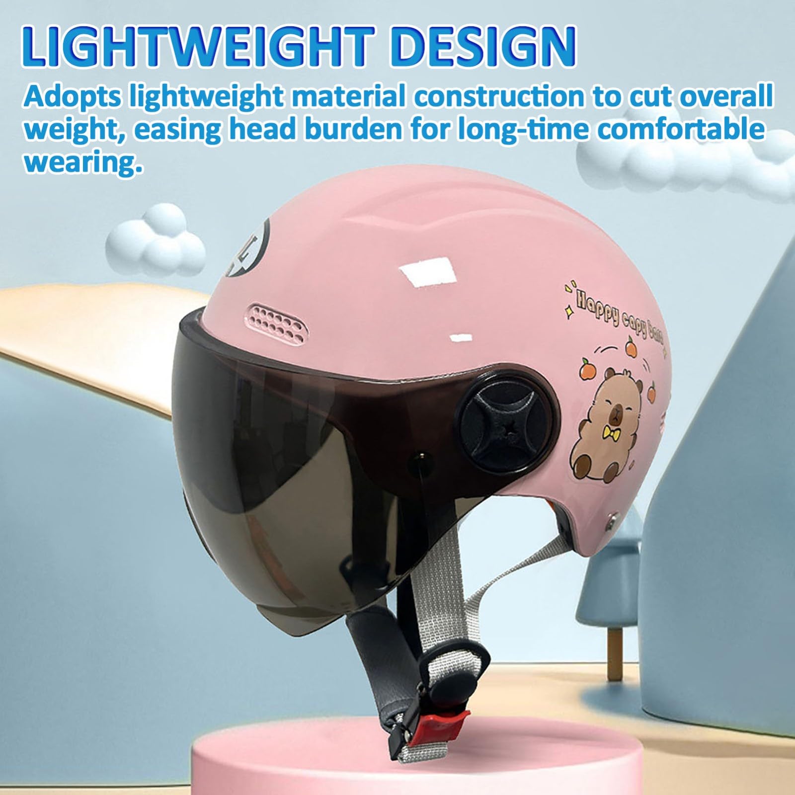 Casco Da Moto Aperto Per Bambini E Bambine Dai 3 Ai 12 Anni, Omologato ECE 22.06, Casco Da Ciclomotore Per Bambini, Simpatico Casco Da Scooter Per Bambini Con Visiera Parasole
