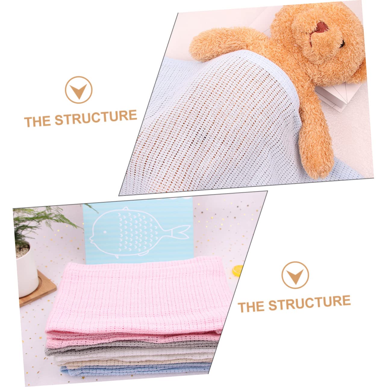 ibasenice 2 Juegos De Aire Acondicionado para Bebé Mantita Bebe Toquilla Bebe Toalla con Capucha para Bebé Chico Mantas De Bebé para Recibiendo De Bebé Algodón 3 Piezas * 2