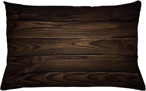 Ambesonne Funda de cojín de chocolate, ilustración rústica vintage de diseño detallado de piso de madera dura, patrón temático de carpintería, funda