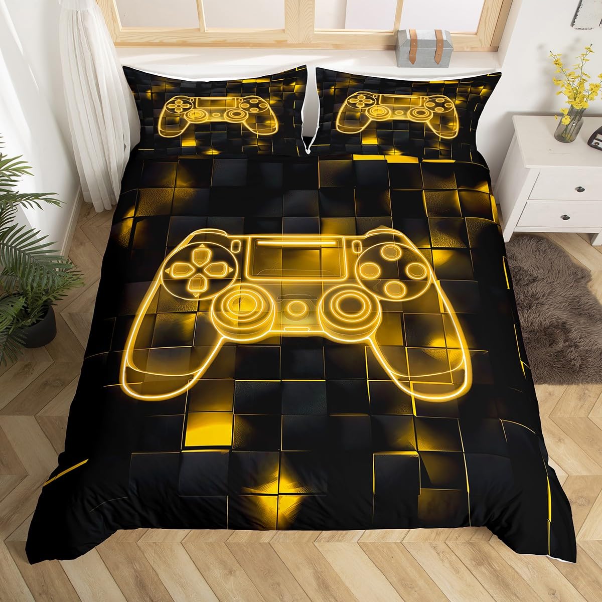 Housse de couette 140x200 garçon jeux vidéo parure lit manette