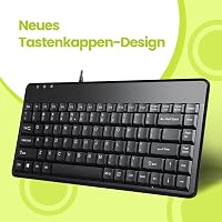 Perixx PERIBOARD-409 P Kompakt Mini PS/2 Vezetékes Billentyűzet - Fekete - QWERTZ Német Kiosztás - Windows Kompatibilis - 88 Gombos 2