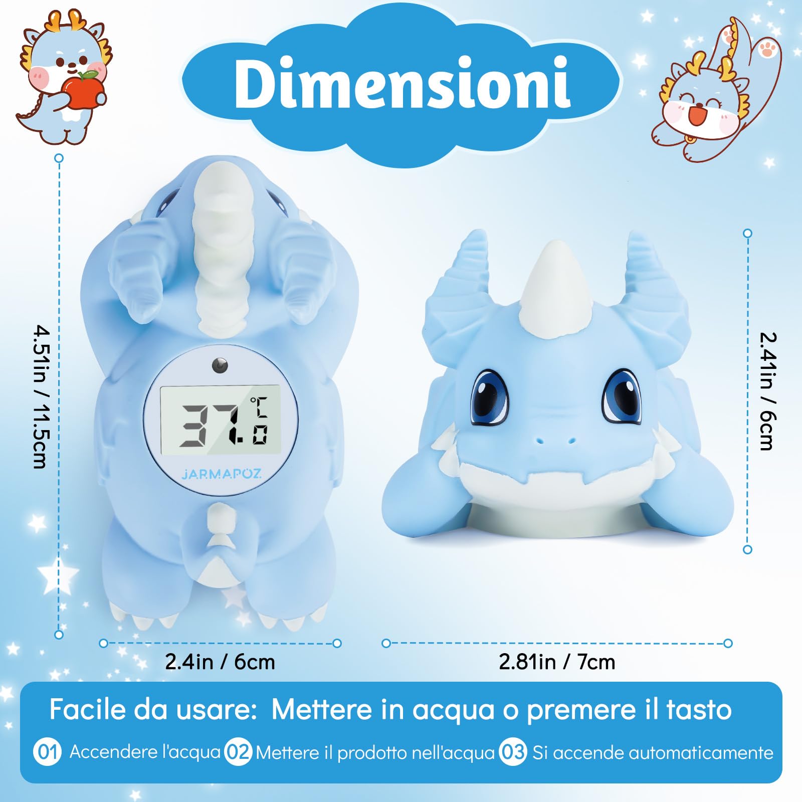 Termometro da bagnetto per neonati - Termometro per l'acqua per un bagno sicuro - Termometro galleggiante per vasca da bagno a lettura rapida in ℉ e ℃ - Essenziale per la cura dei neonati