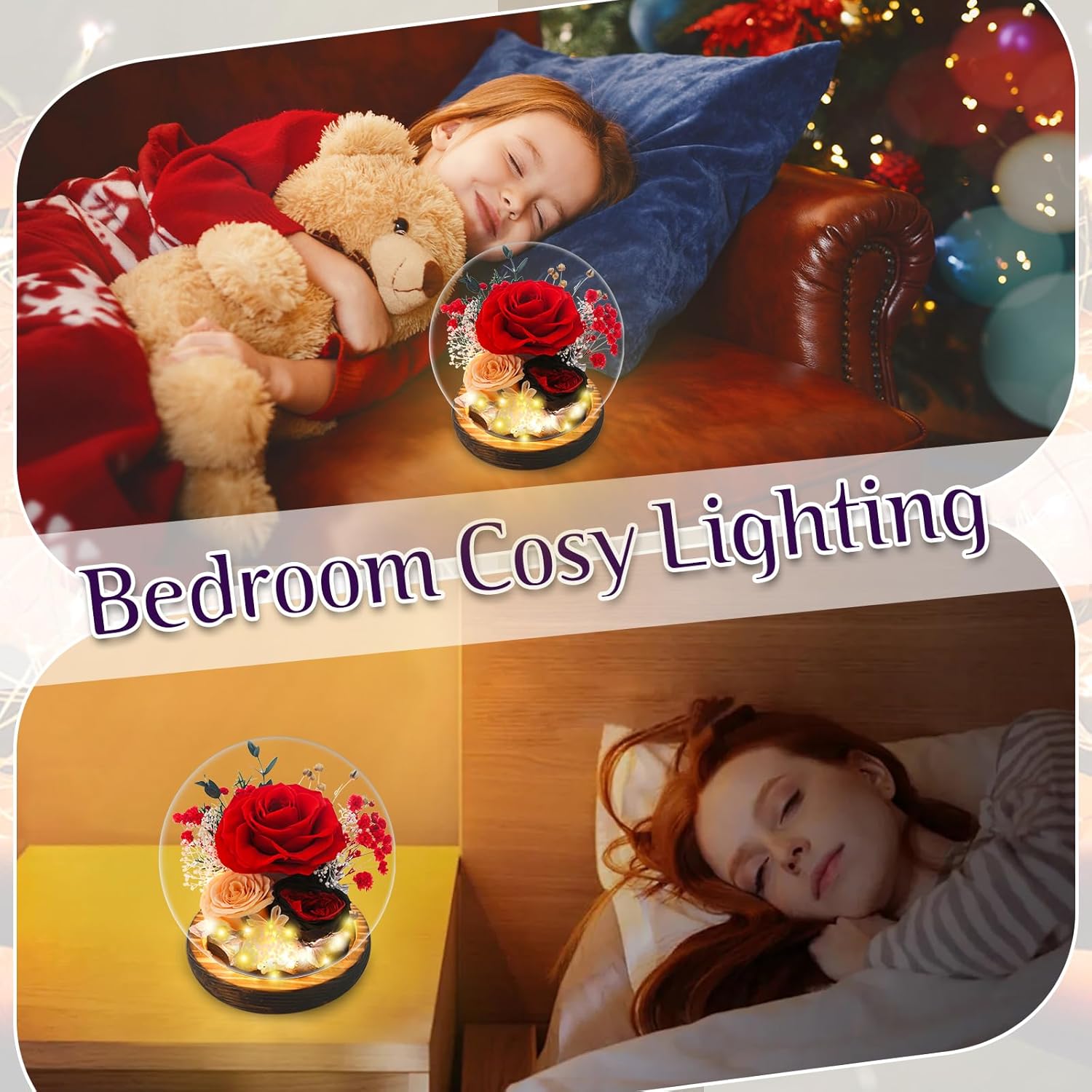 Forever Preserved Rose in Glass Dome with LED Lights - Eternal Rose Gift for Women, Prime Delivery - Valentine's Day Mother's Day Christmas Birthday for Wife Girlfriend (red) - Image 5