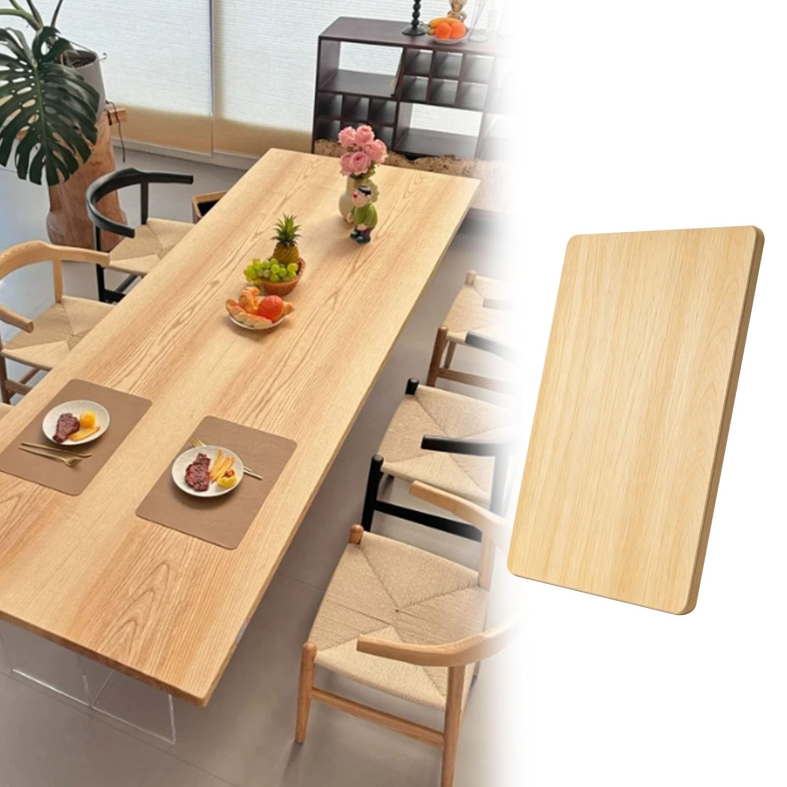 Étagère de comptoir bois massif premium, affichage décoratif de haute qualité