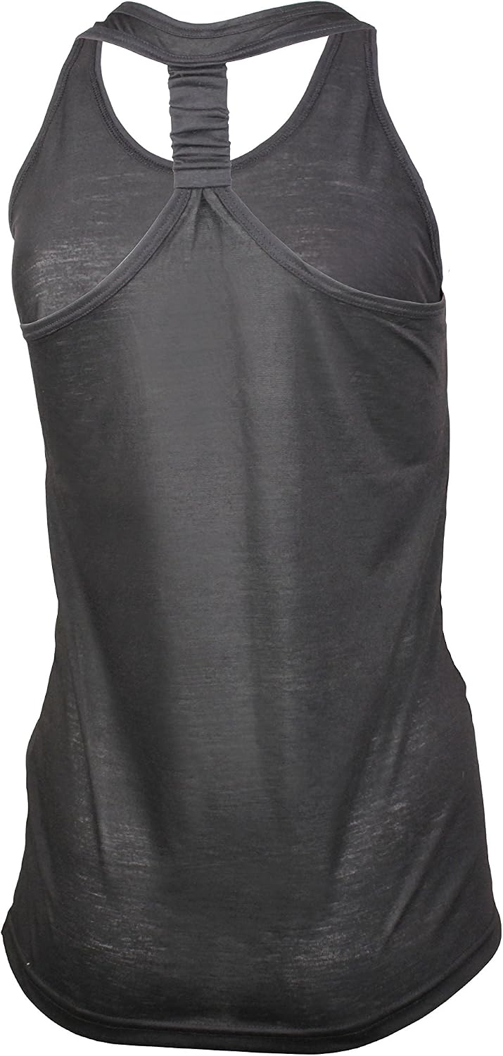 Moisture Wicking Poly-Rayon Racer Back Yoga Tank Top, Black, Small