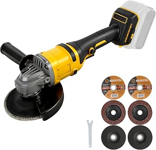 Angle Grinder Compatible with Dewalt 20V Batteries, Battery Operated Angle Grinder 125mm, 1180W Battery Flex Brushless Professional Sander, 11800U/min, for Cutting, Grinding and Polishing (Without