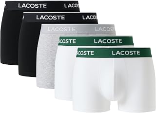 Lacoste Men's 5-Pack Regular Fit Boxer Trunks - Soft Cotton Stretch, Signature Branded Waistband