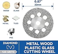 Vista 2 de 10 pcs Diamond Cutting Wheel Cut Off Discs Coated Rotary Tools W/Mandrel 22mm for Dremel