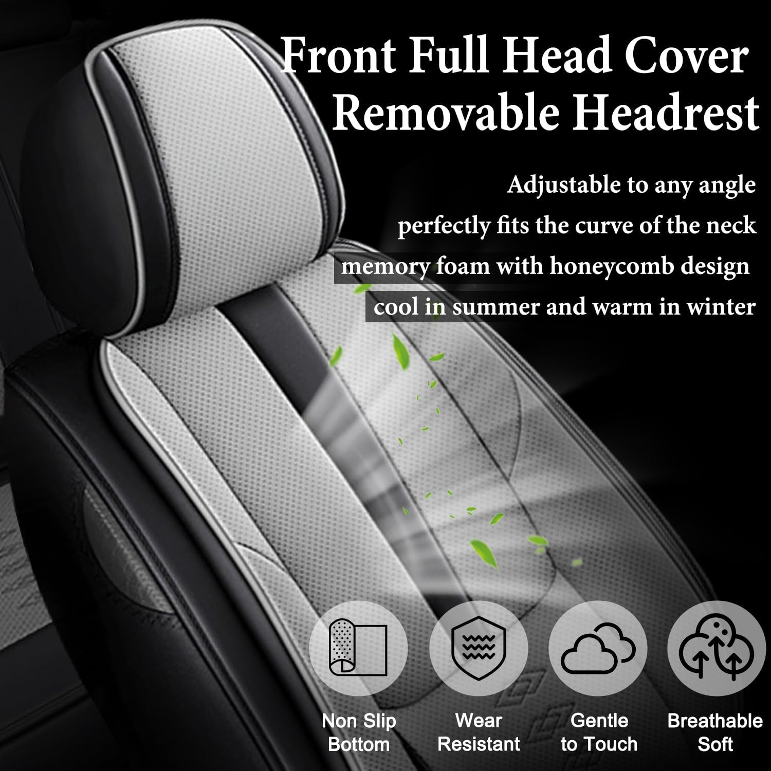 Car Seat Covers 2 Seats Fit for Chevy Traverse 2009-2024 2025,Waterproof Leather Seat Covers,Airbag Compatible,Car Seat Protectors Interior Sets(Front Set,Black&Grey)
