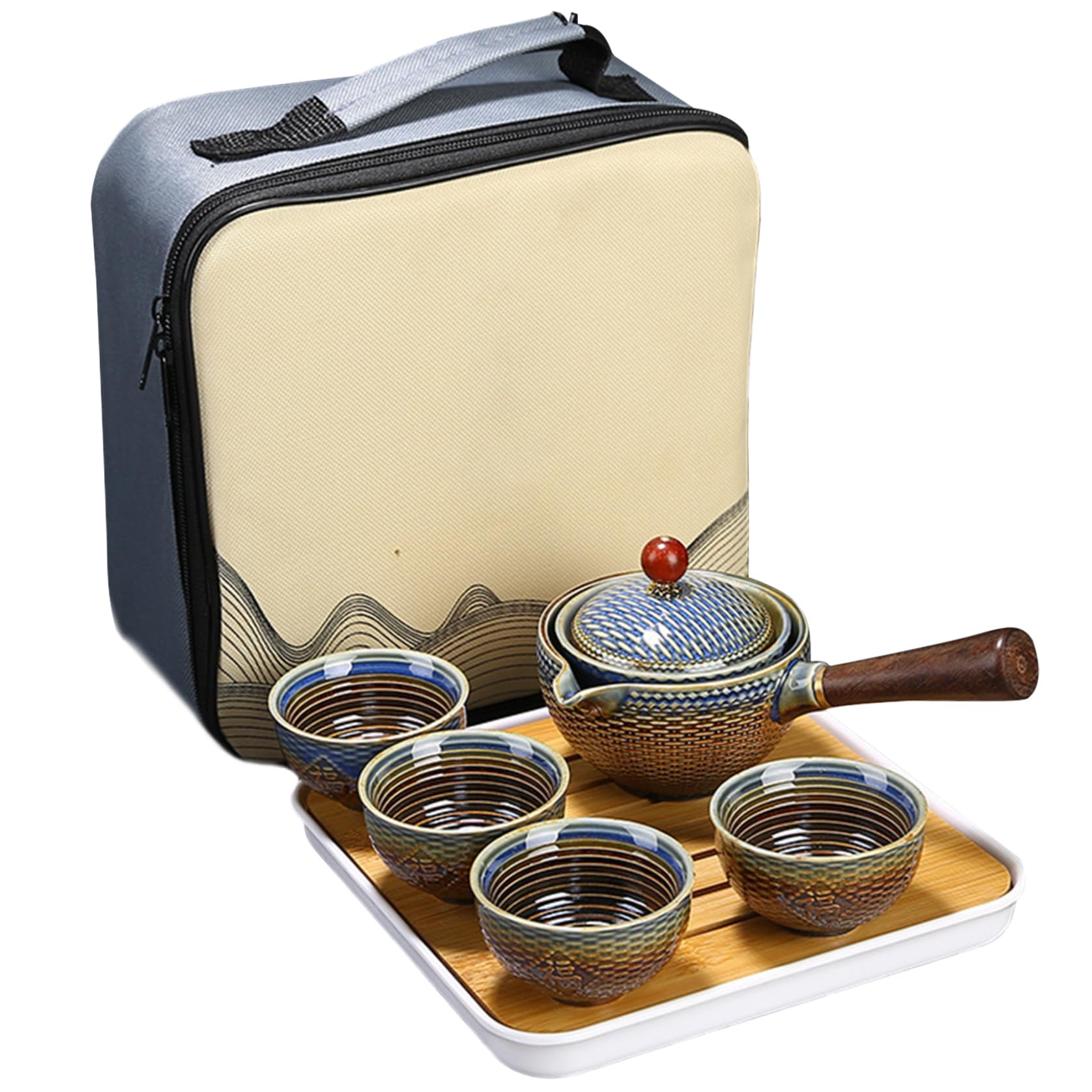 Ensemble de thé de voyage en plein air avec théière à rotation chinoise