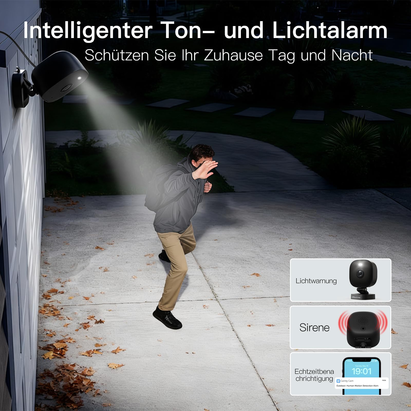 VIMTAG 2,5K Überwachungskamera Aussen, 5GHz WLAN Kamera Outdoor,Aussenkamera,Farbige Nachtsicht,Tag&Nacht PIR- Bewegungserkennung&7 * 24H Automatische Aufnahme,2-Wege-Audio,Alexa,Cloud/SD Card(4PCS)