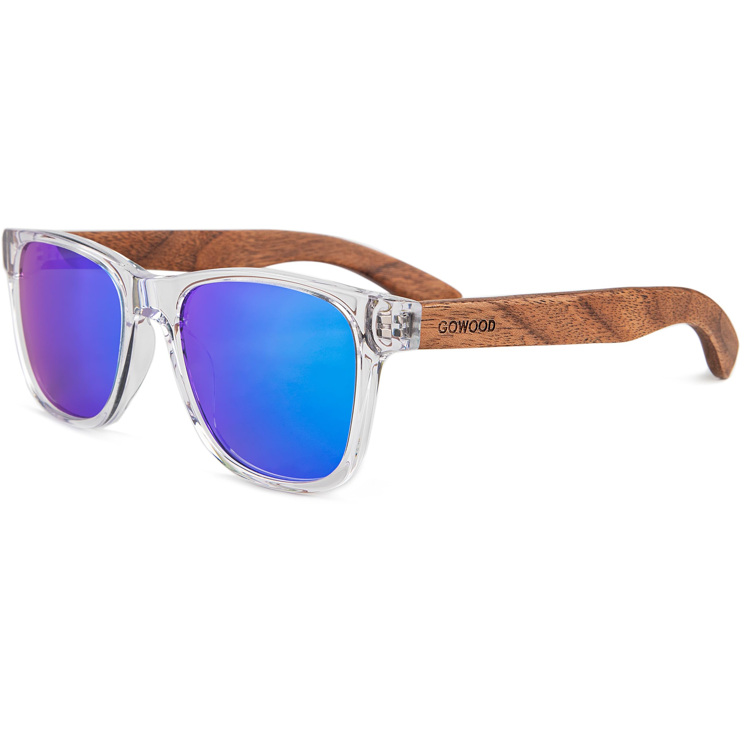 GOWOOD Lunettes de Soleil Hommes et Femmes | Cadre en Acétate avec Branches en Bois de Noyer Ébène Zèbre ou Bambou | Polarisées UV400 Cat3 CE
