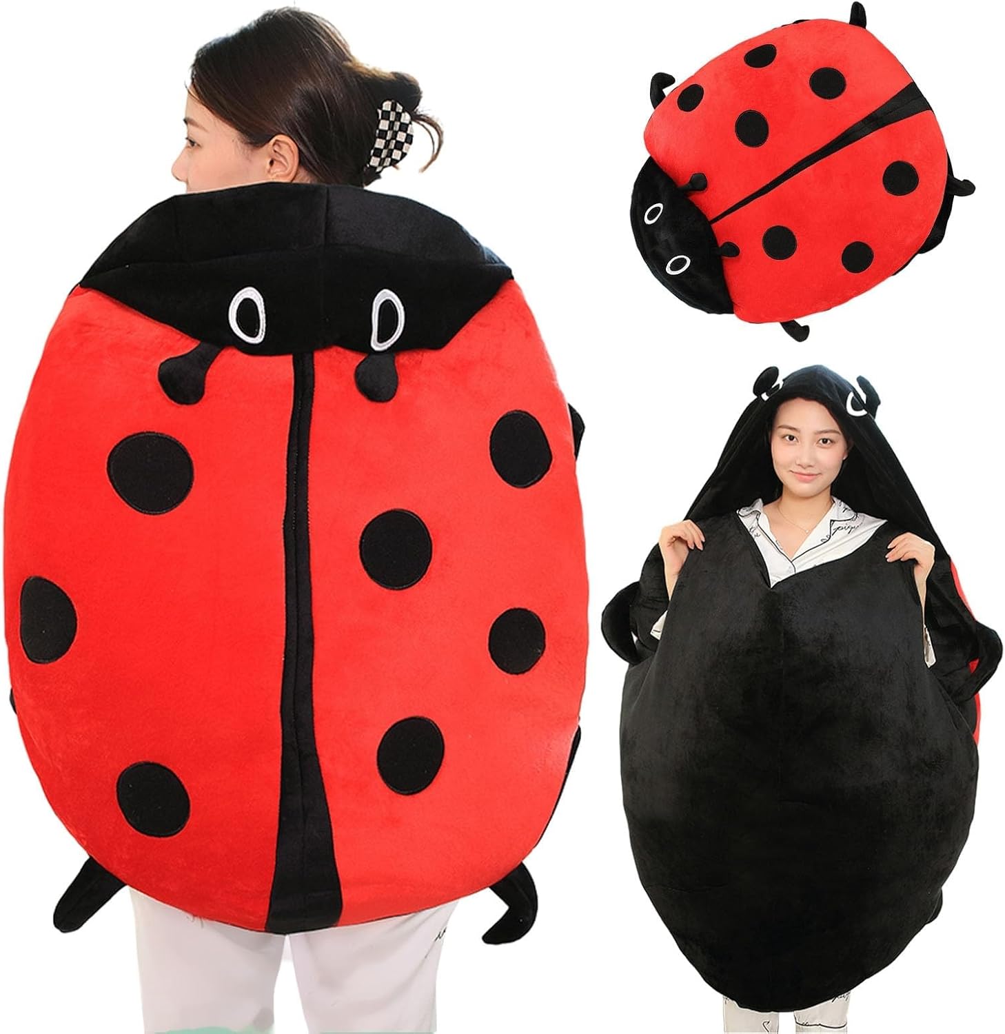 Luvvybug, Wearable Ladybug Pillow, Luvvybug Wearable Pillow, Wearabless Pillows Ladybug, Luvvy Bug Pillow, Lady Bug Wearables Pillows, Removable Oversized Ladybuge Plush (39.4in)
