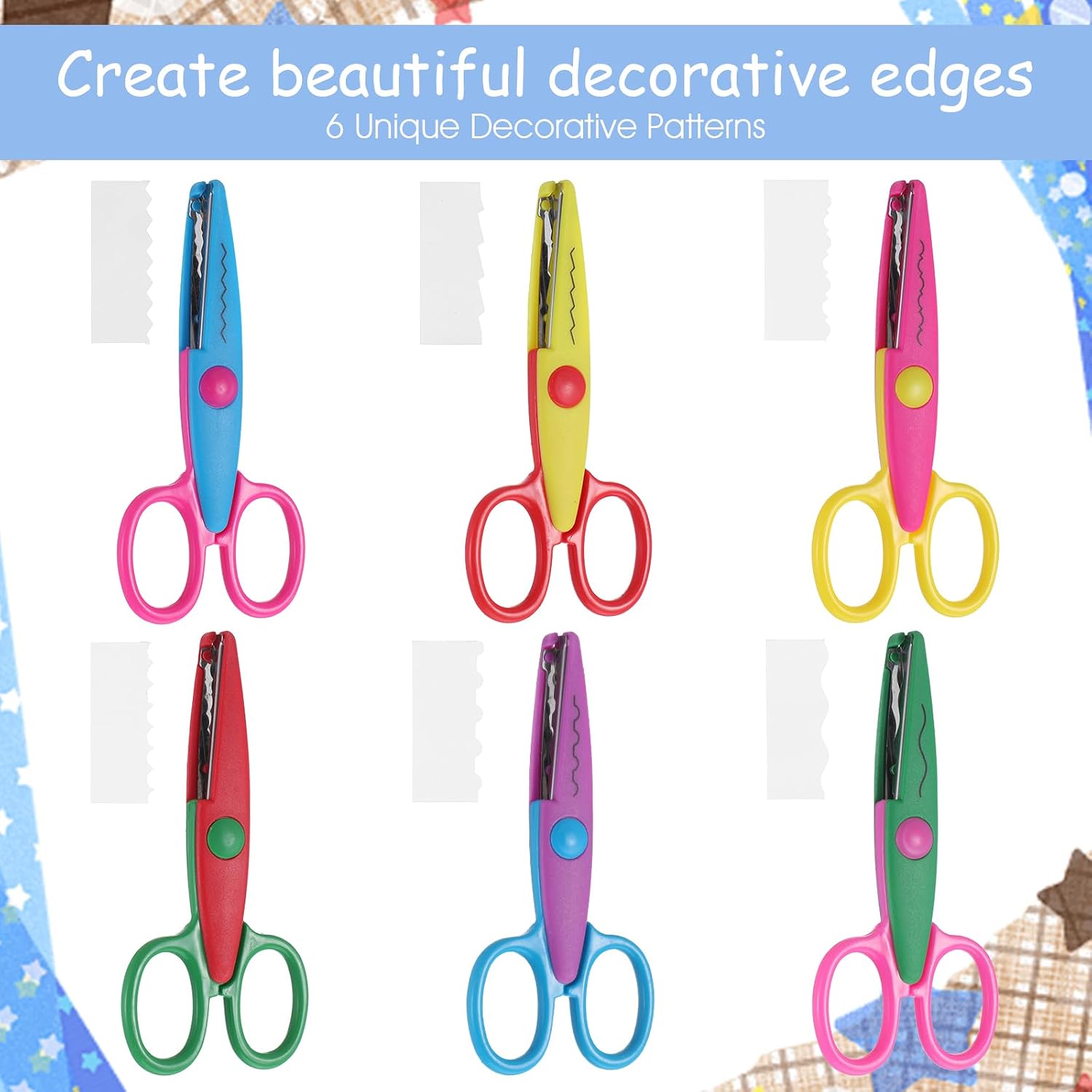 24-Piece Creative Scissors Set with 12 Decorative Edge Scissors & 12 Craft Hole Punch Shapes for DIY Scrapbooking, Card Making, and Paper Crafts