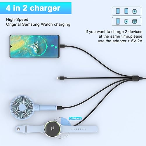 Miniatura 3 de Cable cargador 4 en 2 para Samsung Galaxy Watchteléfono, base de carga inalámbrica Samsung para Samsung Galaxy Watch 543 con USB-C, micro USB y