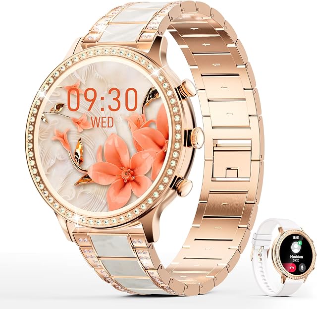 Smart Watch for Women, 1.32" Touch Screen Answer/Make Calls Smart Watch with Heart Rate Monitor, Sleep Monitor Blood Pressure Blood Oxygen Step Counter IP67 Waterproof Fitness Watch for IOS Android
